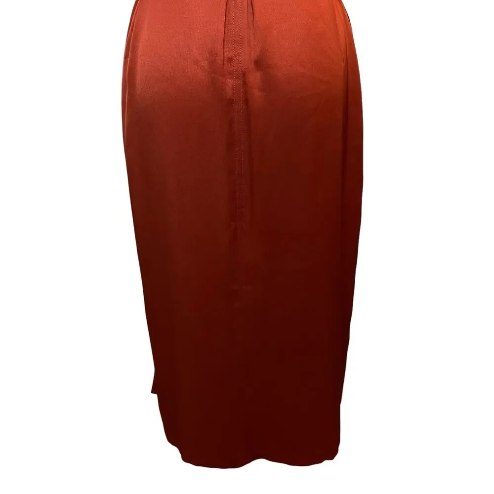 Ann Taylor Puff Sleeve Tie Waist Shirtdress In Bronze Red V-Neck Size Small - Picture 10 of 14